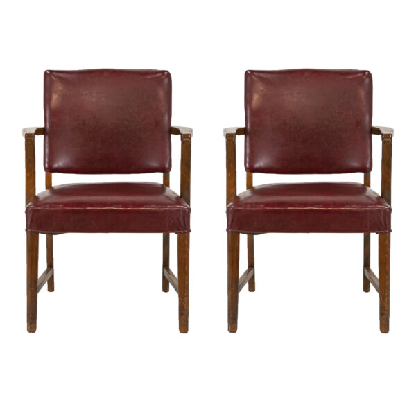 Pair of Wood Framed Office Chairs with Faux Leather Upholstery - Image 1