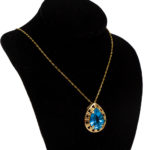 13 Total Carat Blue Topaz Necklace and Earring Set in 14 Karat Yellow Gold - Image 3