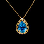 13 Total Carat Blue Topaz Necklace and Earring Set in 14 Karat Yellow Gold - Image 2