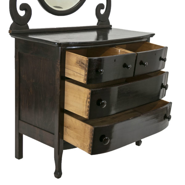 Antique Refinished 4 Drawer Chest with Oval Mirror - Image 4