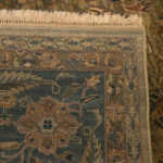 8’7” x 11’9” Hand Knotted Wool Rug in Olive, Navy, Gold Foliate Pattern - Image 8