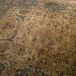 8’7” x 11’9” Hand Knotted Wool Rug in Olive, Navy, Gold Foliate Pattern - Image 2
