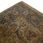 8’7” x 11’9” Hand Knotted Wool Rug in Olive, Navy, Gold Foliate Pattern