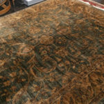 8’11” x 10’10” Hand Knotted Wool Rug in Green, Gold, Tan Foliate Pattern - Image 3