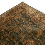 8’11” x 10’10” Hand Knotted Wool Rug in Green, Gold, Tan Foliate Pattern