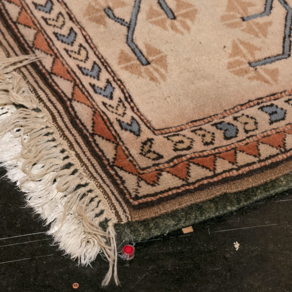 9’1” x 10’11” Hand Knotted Wool Rug in Orange, Tan, Blue Southwestern Pattern - Image 7