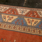 9’1” x 10’11” Hand Knotted Wool Rug in Orange, Tan, Blue Southwestern Pattern - Image 5