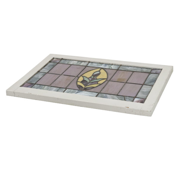 Antique Stained Leaded Glass Window in Wood Frame - Image 2