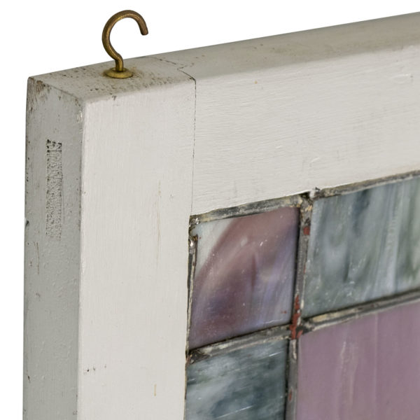 Antique Stained Leaded Glass Window in Wood Frame - Image 4