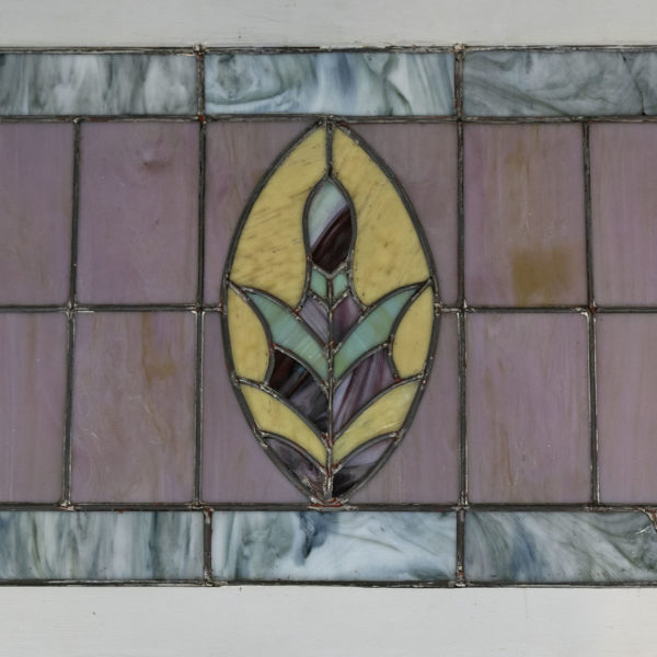 Antique Stained Leaded Glass Window in Wood Frame - Image 3