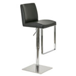 Set of 4 Black Leather and Stainless Steel Hydraulic Stools - Image 3