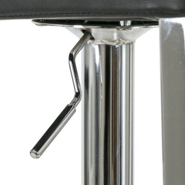 Set of 4 Black Leather and Stainless Steel Hydraulic Stools - Image 7