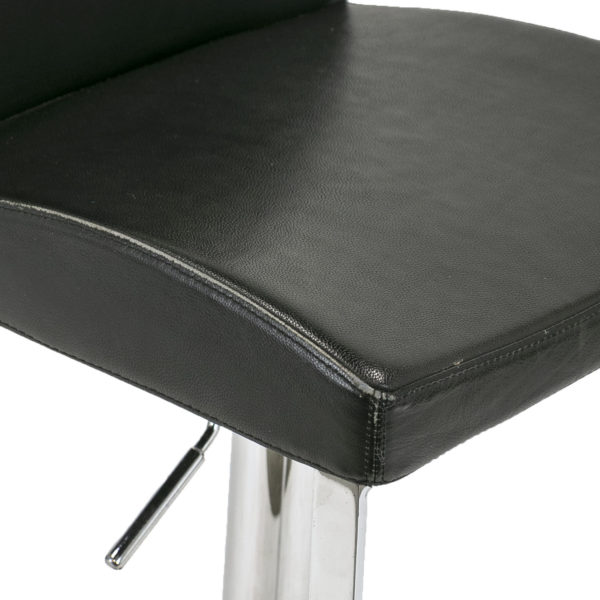 Set of 4 Black Leather and Stainless Steel Hydraulic Stools - Image 6