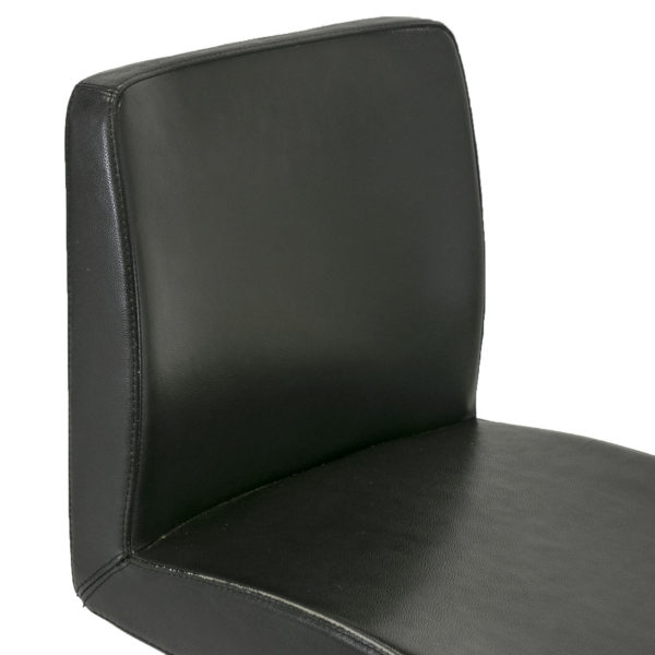 Set of 4 Black Leather and Stainless Steel Hydraulic Stools - Image 5