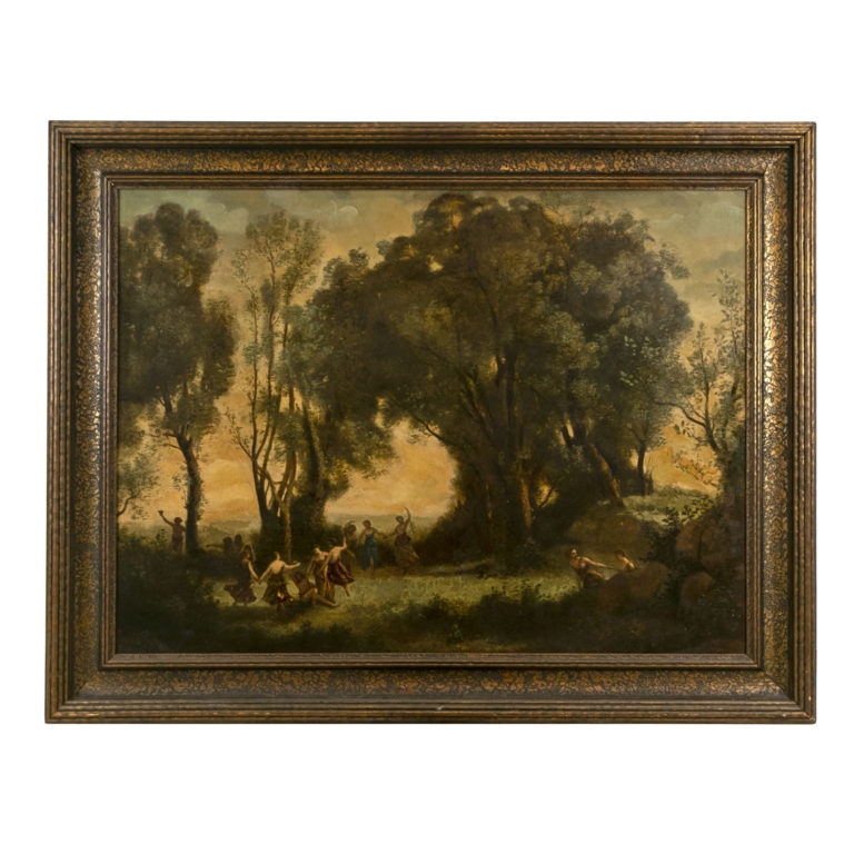 Antique Oil Painting of Figures Dancing in the Woods | Grandview Mercantile