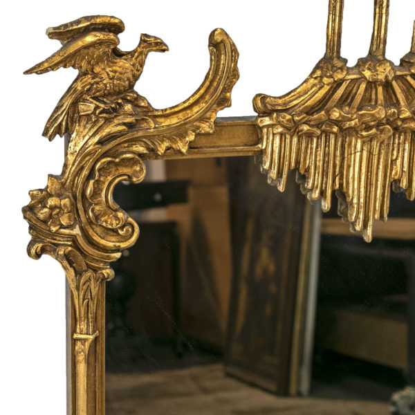 Vintage Gold Gilt Pagoda Mirror with Phoenix Circa 1930s - Image 3