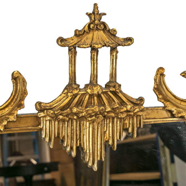 Vintage Gold Gilt Pagoda Mirror with Phoenix Circa 1930s - Image 2