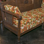 Vintage French Style Cane Back Settee with Urn Medallion and Floral Upholstery - Image 5