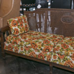 Vintage French Style Cane Back Settee with Urn Medallion and Floral Upholstery - Image 4