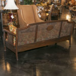 Vintage French Style Cane Back Settee with Urn Medallion and Floral Upholstery - Image 7