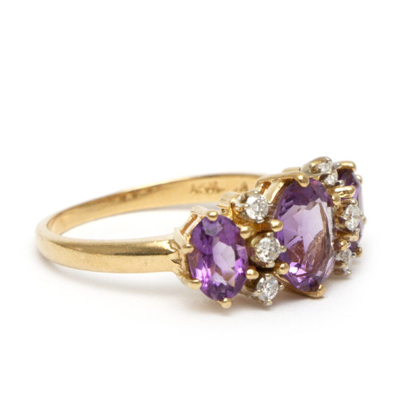 Amethyst and Diamond Ring in 14 Karat Gold - Image 2