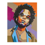 ERIC MCDONOUGH “Lenny Kravitz” Original Mixed Media on Canvas