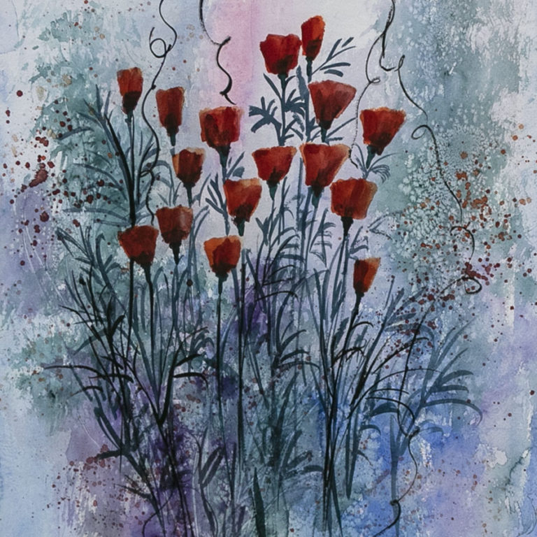 ROSEMARY TAPIA “Red Poppies” Original Watercolor | Grandview Mercantile