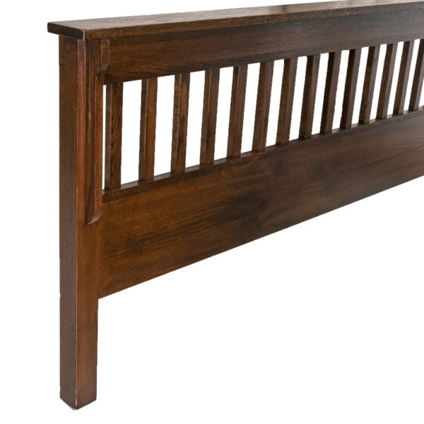 Queen Size Mission Style Oak Slatted Bed - Image 4