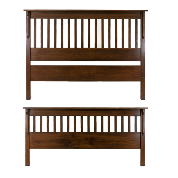 Queen Size Mission Style Oak Slatted Bed - Image 1