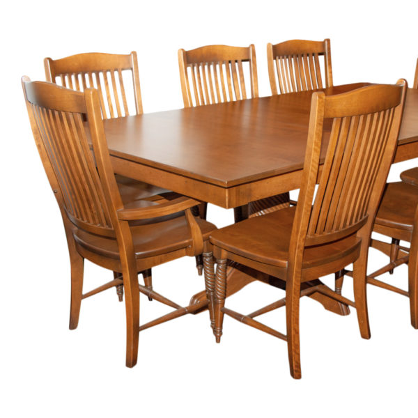 CANADEL Birch Dining Table in Nutmeg Finish with 8 Chairs and 2-20” Leaves - Image 1
