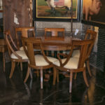 ETHAN ALLEN Medallion Collection Round Dining Table with 6 Chairs and 2-18” Leaves - Image 10