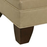 ETHAN ALLEN Ivory Leather Ottoman - Image 4