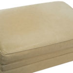 ETHAN ALLEN Ivory Leather Ottoman - Image 3