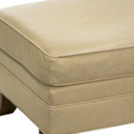 ETHAN ALLEN Ivory Leather Ottoman - Image 2