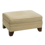 ETHAN ALLEN Ivory Leather Ottoman