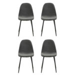 Set of 4 Mid Century Style Scoop Dining Chairs in Grey