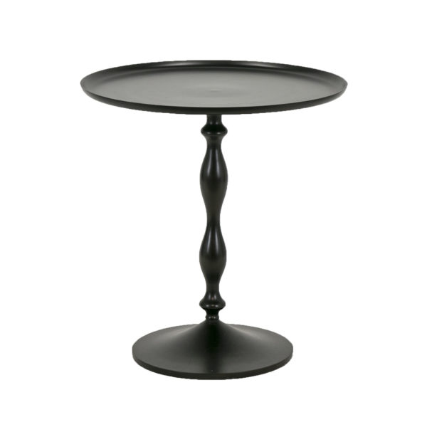 Black Metal Round Pedestal Accent Table - Image 1