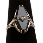 Art Deco Etched Onyx and Sterling Silver Ring - Image 8