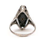 Art Deco Etched Onyx and Sterling Silver Ring - Image 4