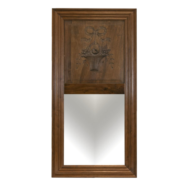 Trumeau Style Mirror with Antique Carved Panel - Image 1