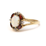 Opal, Garnet, and Diamond Accent Ring in 10 Karat Gold - Image 6