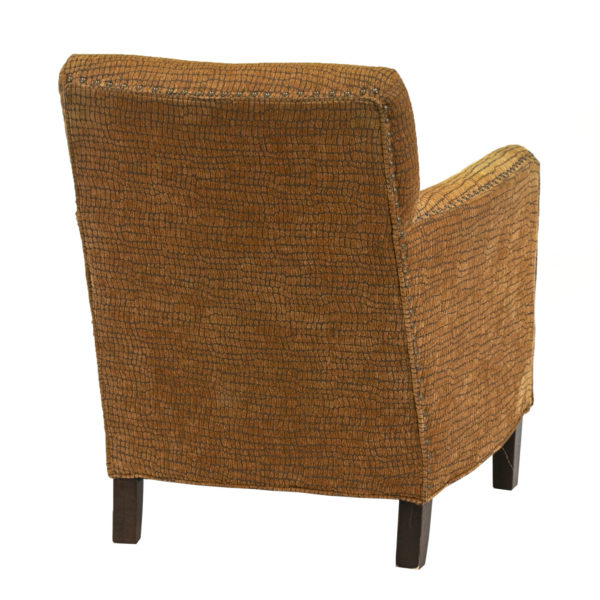 SAM MOORE Gold Crocodile Upholstered Chair and Ottoman - Image 5