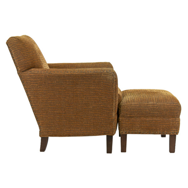 SAM MOORE Gold Crocodile Upholstered Chair and Ottoman - Image 2