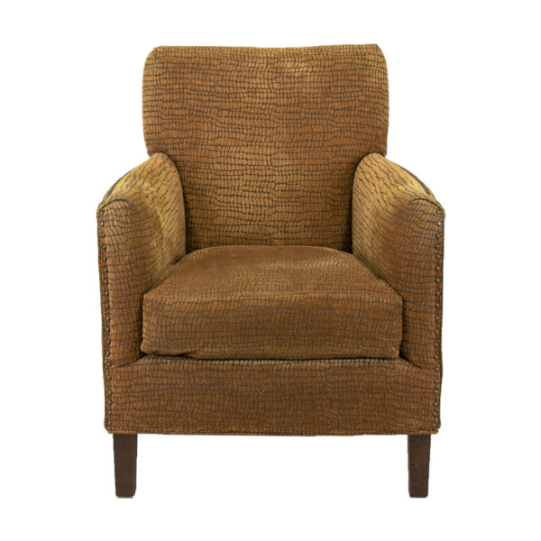 SAM MOORE Gold Crocodile Upholstered Chair and Ottoman - Image 4