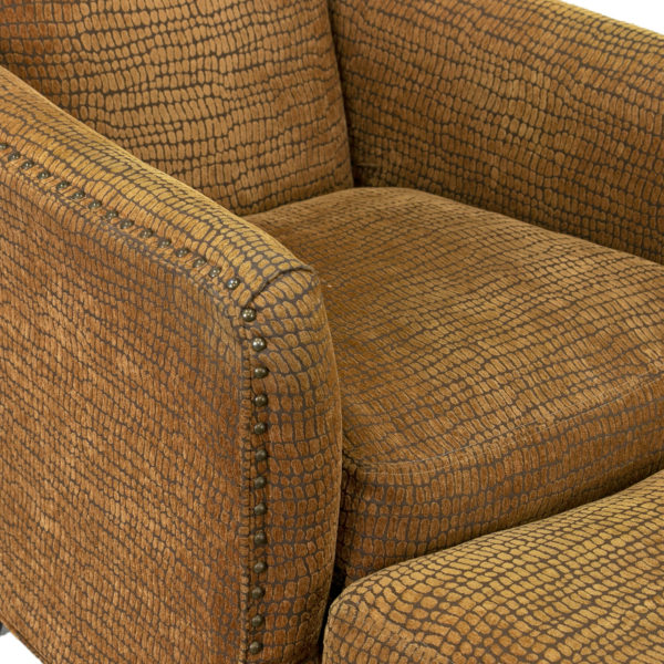 SAM MOORE Gold Crocodile Upholstered Chair and Ottoman - Image 7