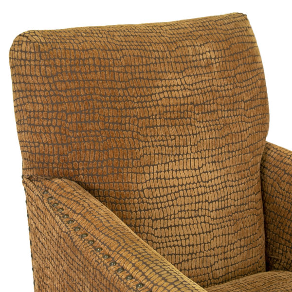 SAM MOORE Gold Crocodile Upholstered Chair and Ottoman - Image 6