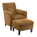 SAM MOORE Gold Crocodile Upholstered Chair and Ottoman
