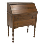 Antique Secretary Desk with Cane Seat Chair - Image 2