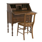 Antique Secretary Desk with Cane Seat Chair