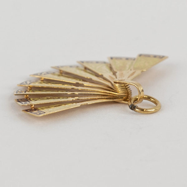 14 Karat Gold and Enamel Articulating Fan Pendant - Image 5